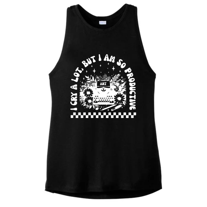 Mental Health I Cry A Lot But I Am So Productive Ladies Tri-Blend Wicking Tank