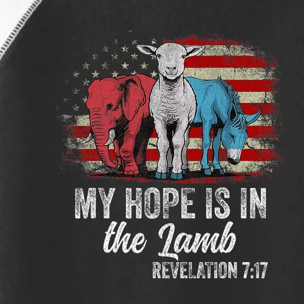 My Hope Is In The Lamb Funny Scripture Elephant Donkey Us Toddler Fine Jersey T-Shirt