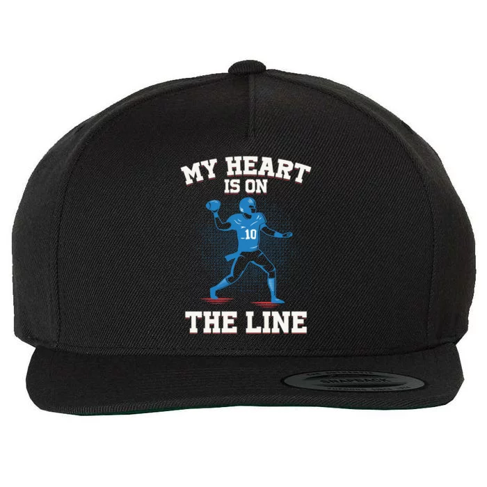 My Heart Is On The Line American Football Mom Gift Wool Snapback Cap