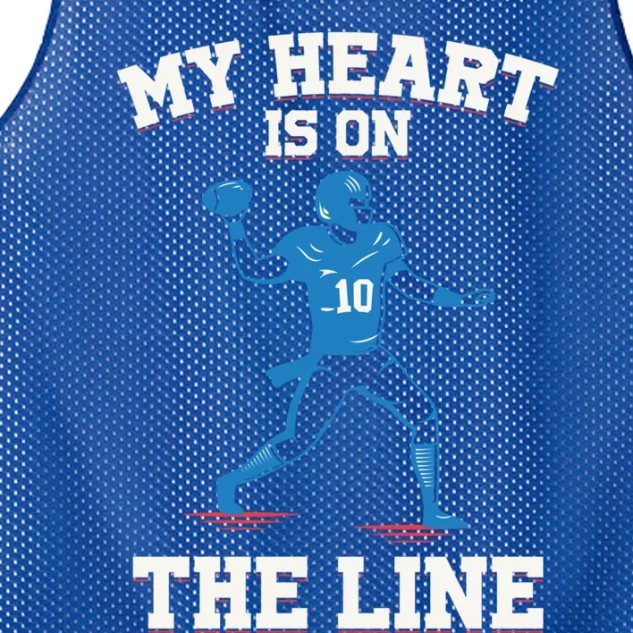 My Heart Is On The Line American Football Mom Gift Mesh Reversible Basketball Jersey Tank