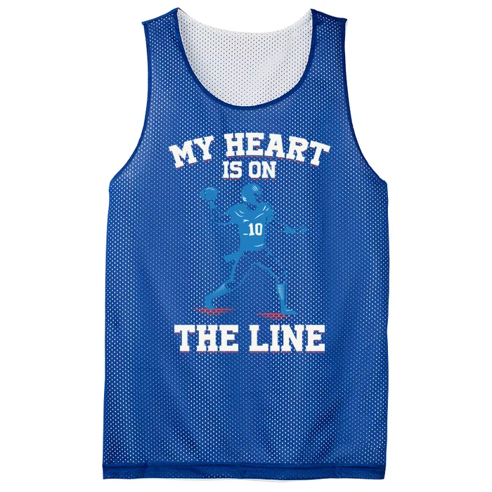 My Heart Is On The Line American Football Mom Gift Mesh Reversible Basketball Jersey Tank