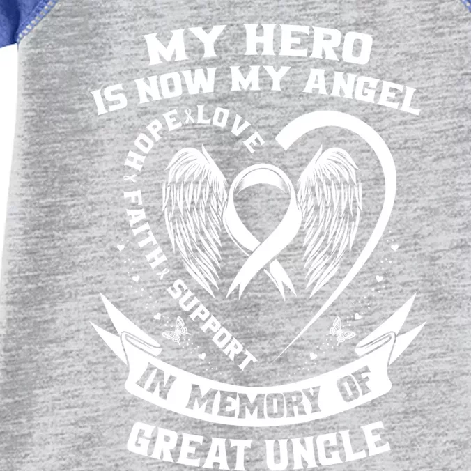 My Hero Is Now My Angel Lung Cancer Awareness Great Uncle Funny Gift Infant Baby Jersey Bodysuit