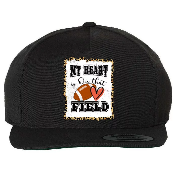 My Heart Is On The Field Cute Leppard Football Mom Wool Snapback Cap