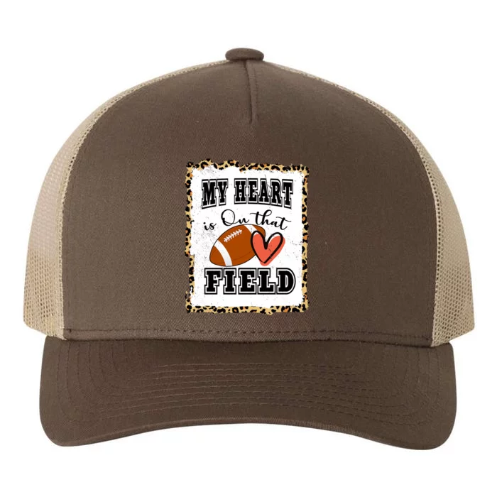 My Heart Is On The Field Cute Leppard Football Mom Yupoong Adult 5-Panel Trucker Hat