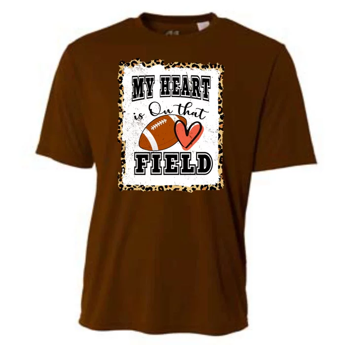 My Heart Is On The Field Cute Leppard Football Mom Cooling Performance Crew T-Shirt