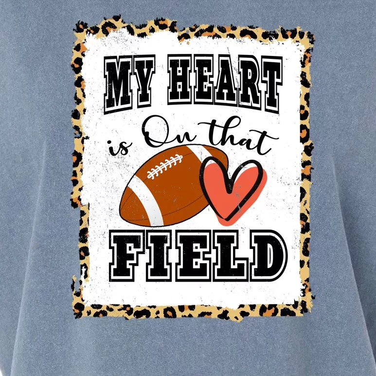 My Heart Is On The Field Cute Leppard Football Mom Garment-Dyed Women's Muscle Tee