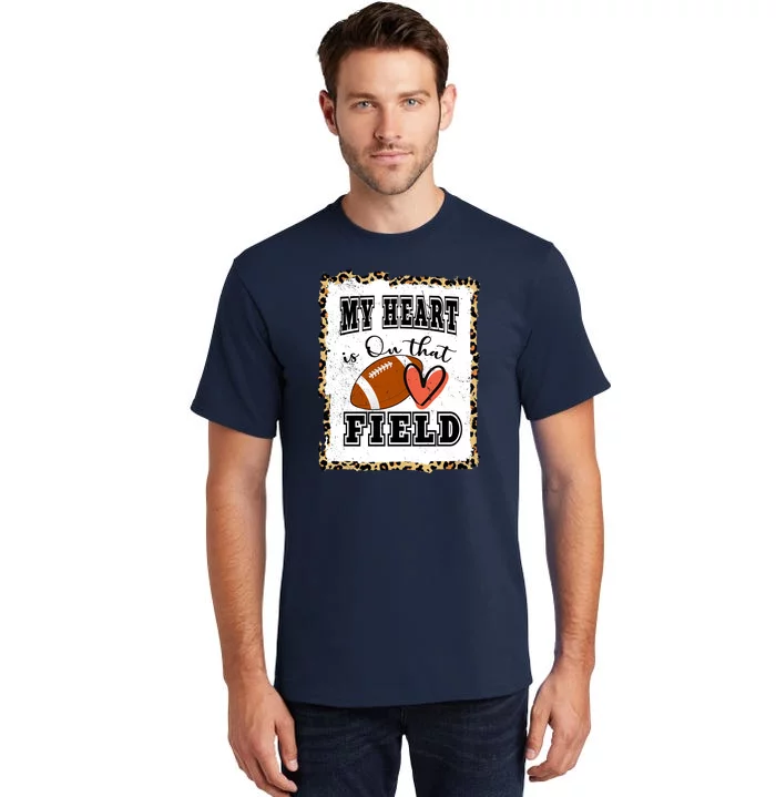 My Heart Is On The Field Cute Leppard Football Mom Tall T-Shirt