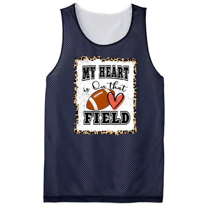 My Heart Is On The Field Cute Leppard Football Mom Mesh Reversible Basketball Jersey Tank