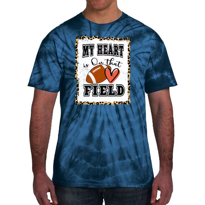 My Heart Is On The Field Cute Leppard Football Mom Tie-Dye T-Shirt