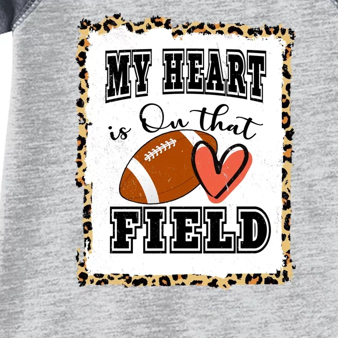 My Heart Is On The Field Cute Leppard Football Mom Infant Baby Jersey Bodysuit