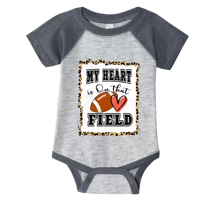 My Heart Is On The Field Cute Leppard Football Mom Infant Baby Jersey Bodysuit