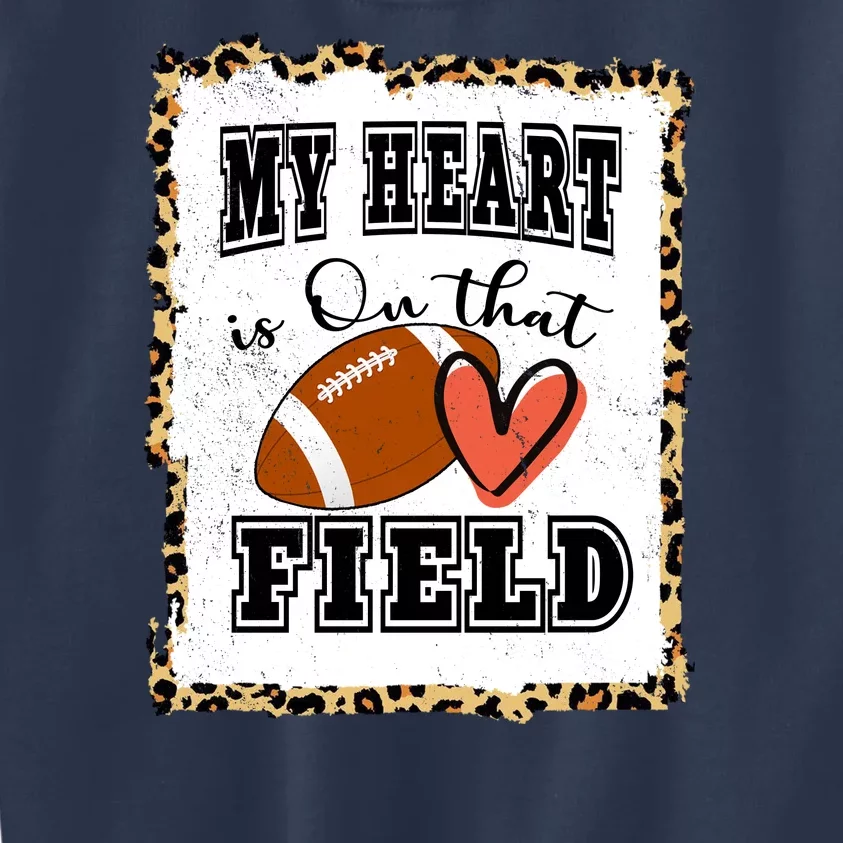 My Heart Is On The Field Cute Leppard Football Mom Kids Sweatshirt