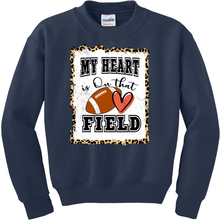 My Heart Is On The Field Cute Leppard Football Mom Kids Sweatshirt