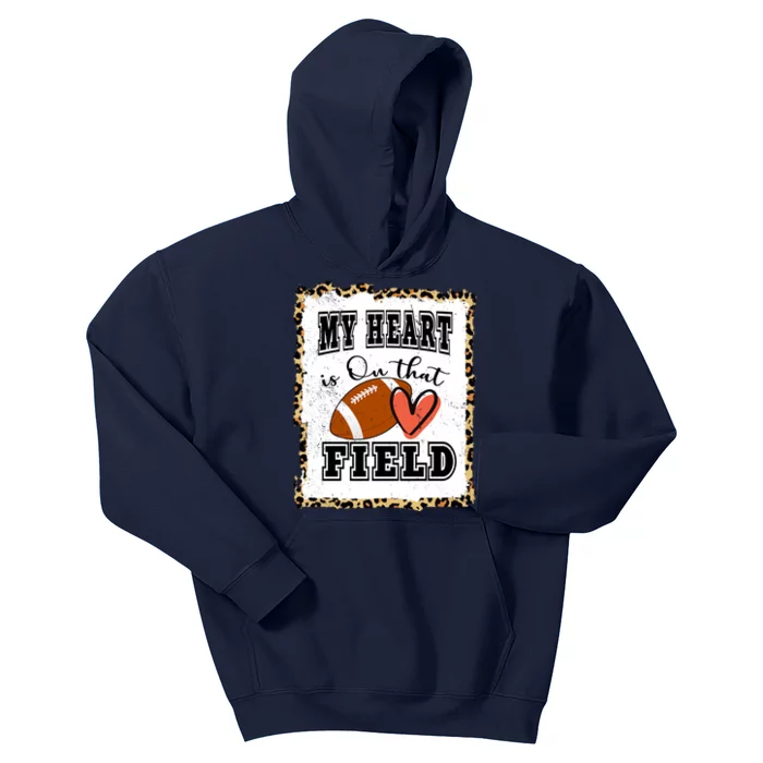 My Heart Is On The Field Cute Leppard Football Mom Kids Hoodie