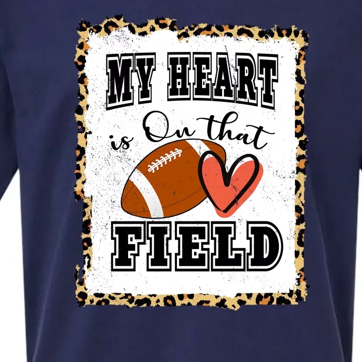 My Heart Is On The Field Cute Leppard Football Mom Sueded Cloud Jersey T-Shirt