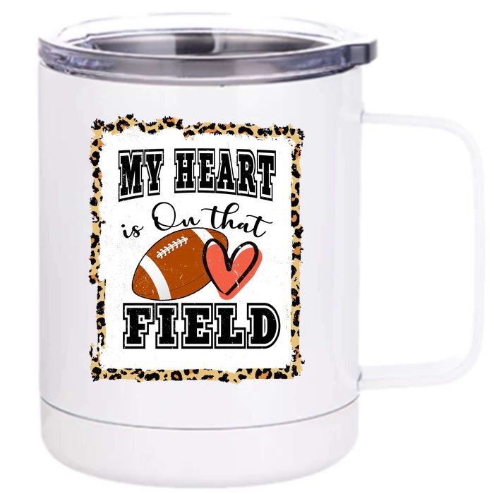 My Heart Is On The Field Cute Leppard Football Mom Front & Back 12oz Stainless Steel Tumbler Cup