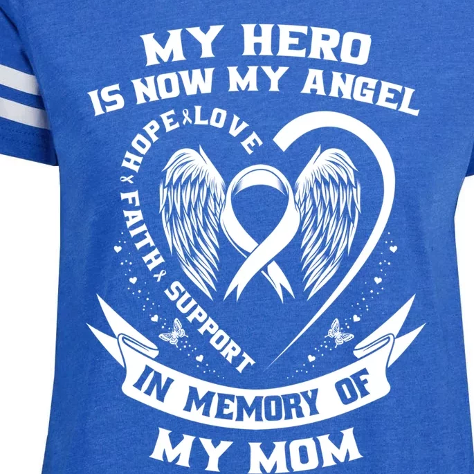 My Hero Is Now My Angel Lung Cancer Awareness Mom Memorial Gift Enza Ladies Jersey Football T-Shirt