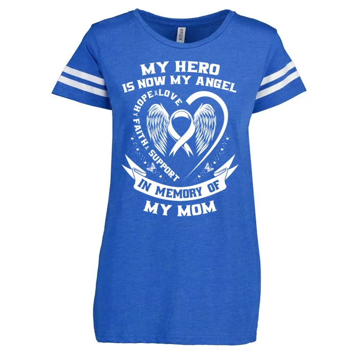 My Hero Is Now My Angel Lung Cancer Awareness Mom Memorial Gift Enza Ladies Jersey Football T-Shirt