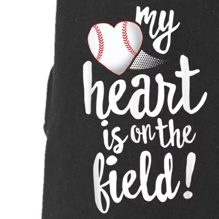 My Heart Is On The Field Baseball Tee Tee Ball Mom Dad Doggie 3-End Fleece Hoodie