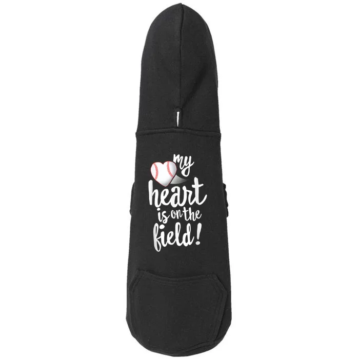 My Heart Is On The Field Baseball Tee Tee Ball Mom Dad Doggie 3-End Fleece Hoodie