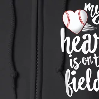 My Heart Is On The Field Baseball Tee Tee Ball Mom Dad Full Zip Hoodie