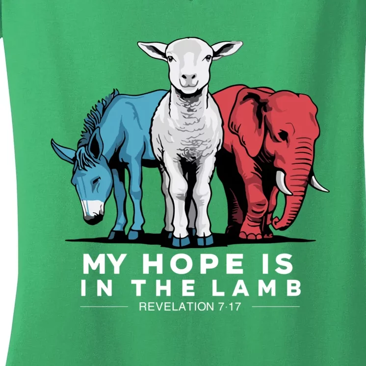 My Hope Is In The Lamb Women's V-Neck T-Shirt