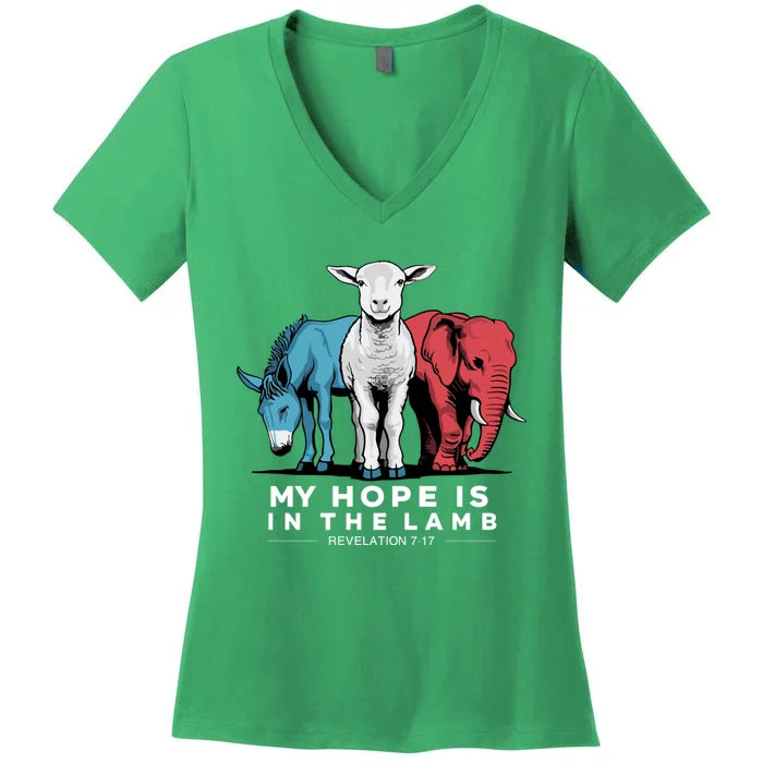 My Hope Is In The Lamb Women's V-Neck T-Shirt