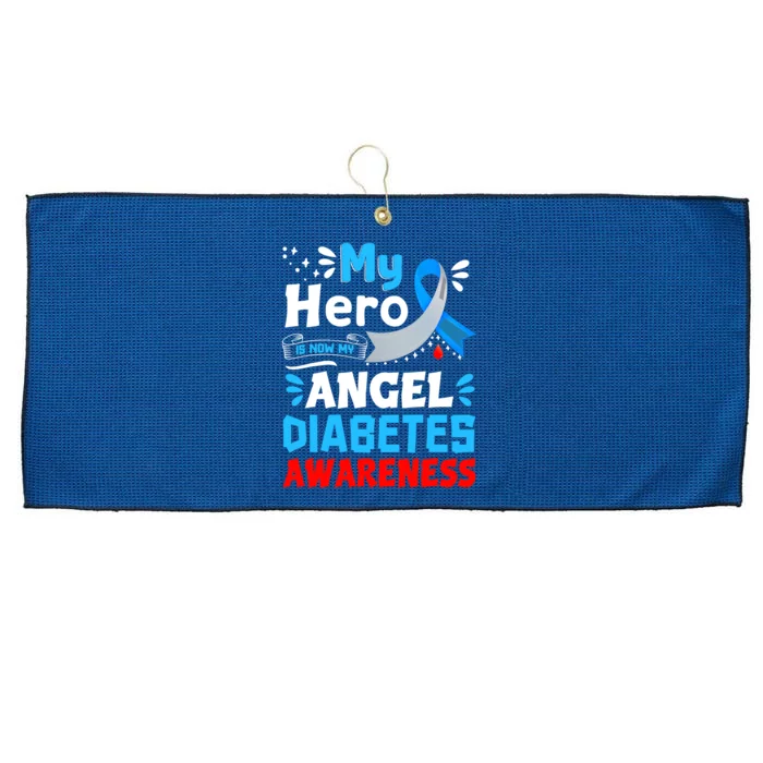 My Hero Is Now My Angel T1D Type 1 Diabetes Awareness Day Large Microfiber Waffle Golf Towel