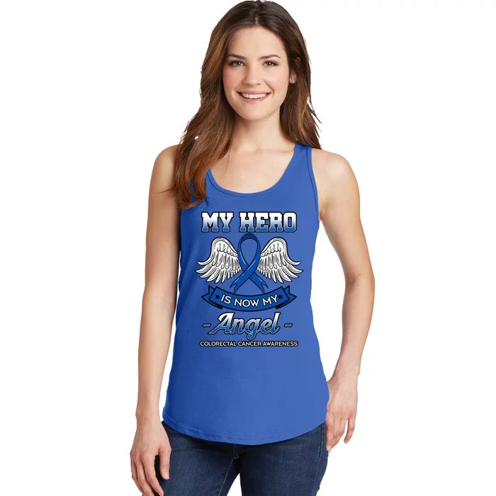 My Hero Is Now My Angel Colorectal Cancer Crc Awareness Gift Ladies Essential Tank