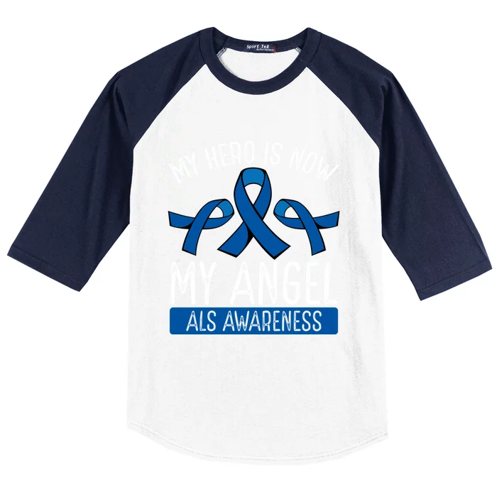 My Hero Is Now My Angel Als Awareness Month Gift Baseball Sleeve Shirt