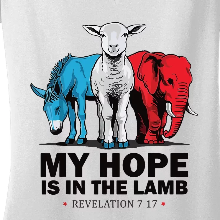 My Hope Is In The Lamb Women's V-Neck T-Shirt