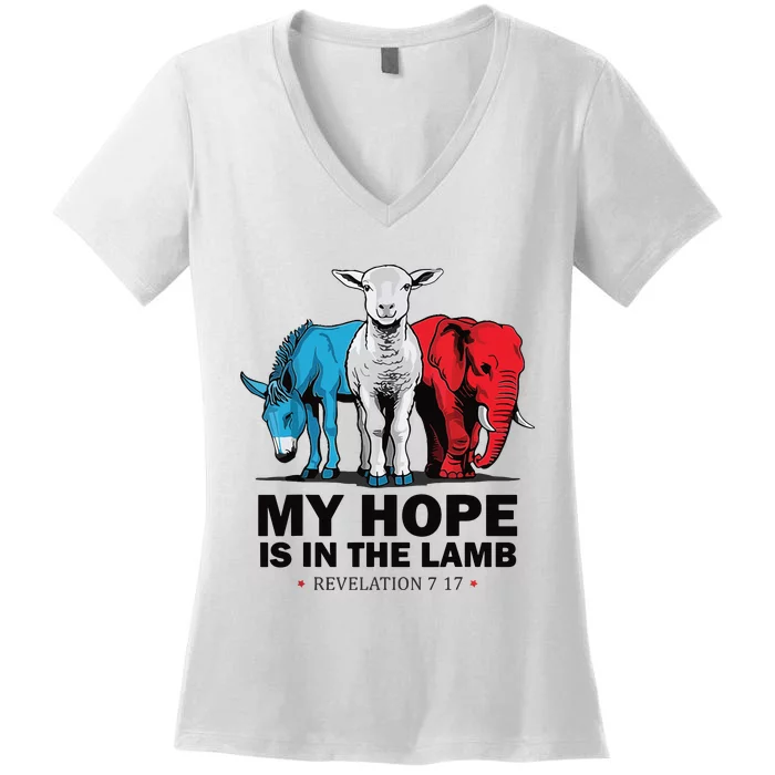 My Hope Is In The Lamb Women's V-Neck T-Shirt