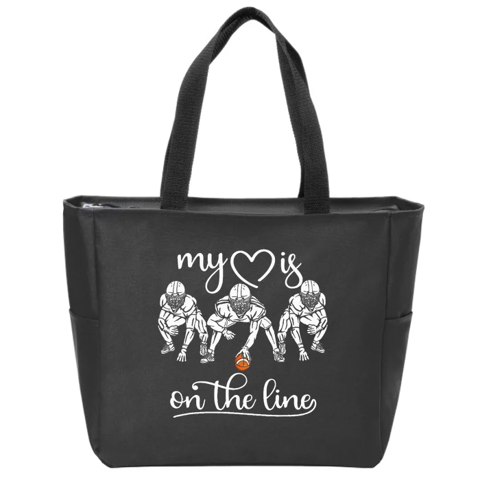 My Heart Is On The Line Offensive Lineman Vintage Football Zip Tote Bag