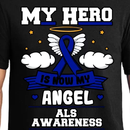 My Hero Is Now My Angel Als Neurodegenerative Disorder Blue Great Gift Pajama Set