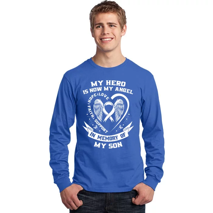 My Hero Is Now My Angel Lung Cancer Awareness Son Memorial Gift Tall Long Sleeve T-Shirt