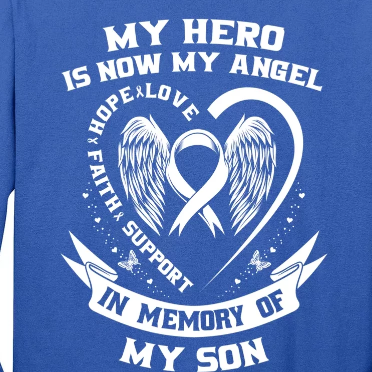 My Hero Is Now My Angel Lung Cancer Awareness Son Memorial Gift Tall Long Sleeve T-Shirt