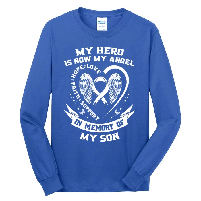 My Hero Is Now My Angel Lung Cancer Awareness Son Memorial Gift Tall Long Sleeve T-Shirt