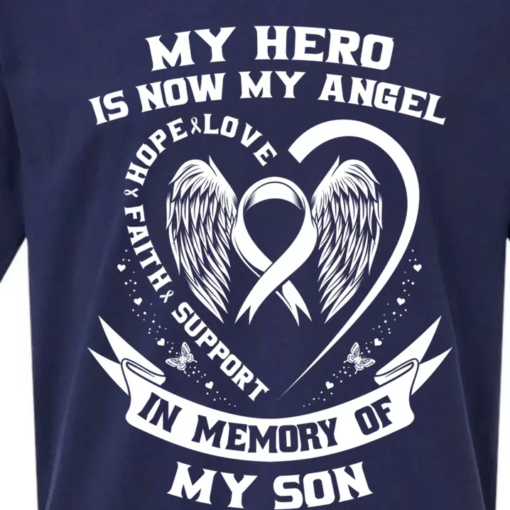 My Hero Is Now My Angel Lung Cancer Awareness Son Memorial Gift Sueded Cloud Jersey T-Shirt