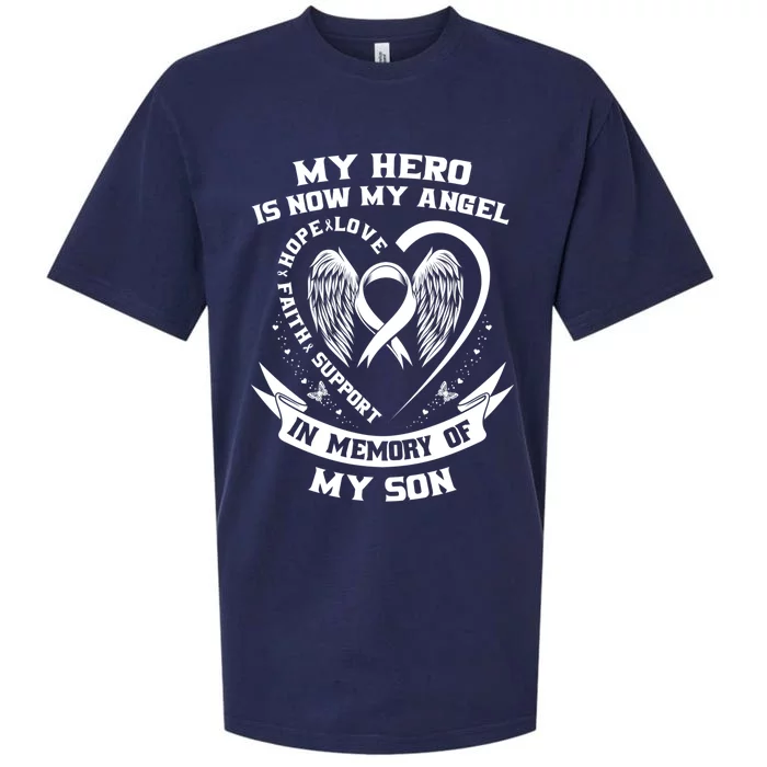 My Hero Is Now My Angel Lung Cancer Awareness Son Memorial Gift Sueded Cloud Jersey T-Shirt