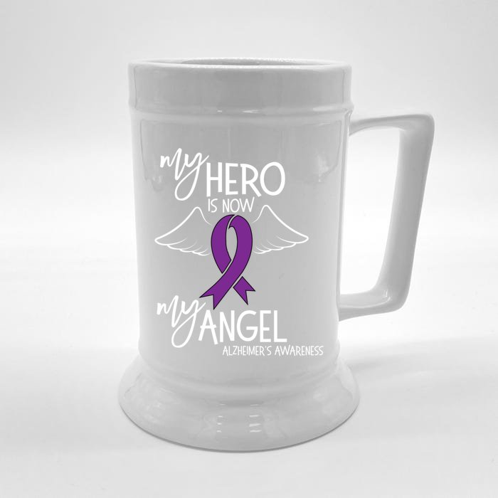 My Hero Is Now My Angel Alzheimers Awareness Gift Front & Back Beer Stein