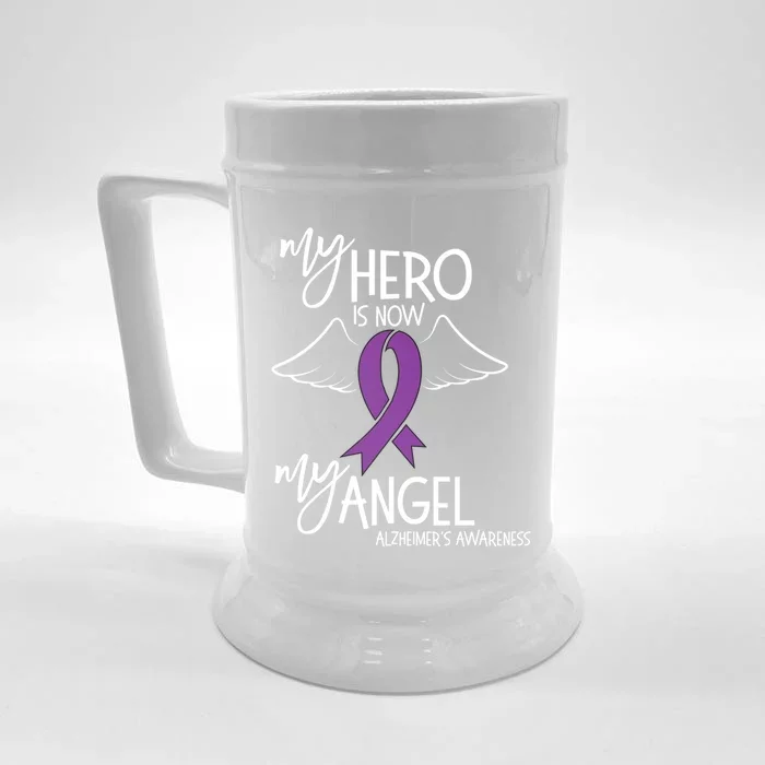 My Hero Is Now My Angel Alzheimers Awareness Gift Front & Back Beer Stein