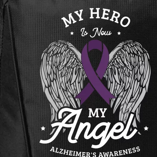 My Hero Is Now My Angel Alzheimer's Awareness Alzheimer Great Gift City Backpack