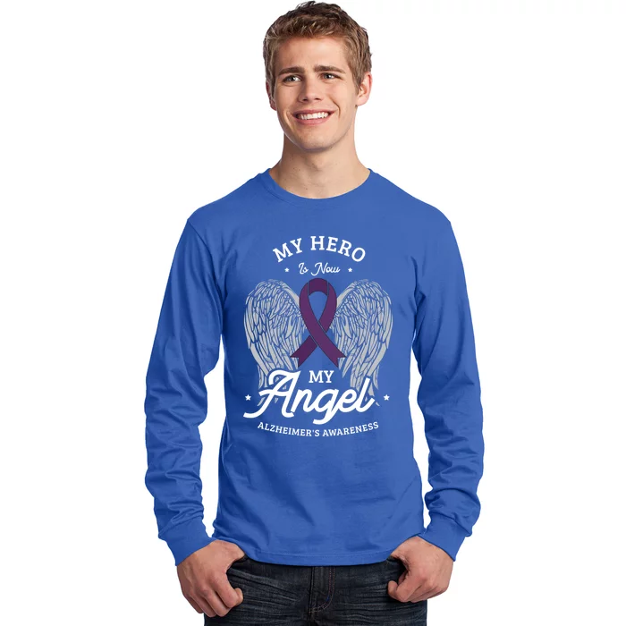 My Hero Is Now My Angel Alzheimer's Awareness Alzheimer Great Gift Long Sleeve Shirt