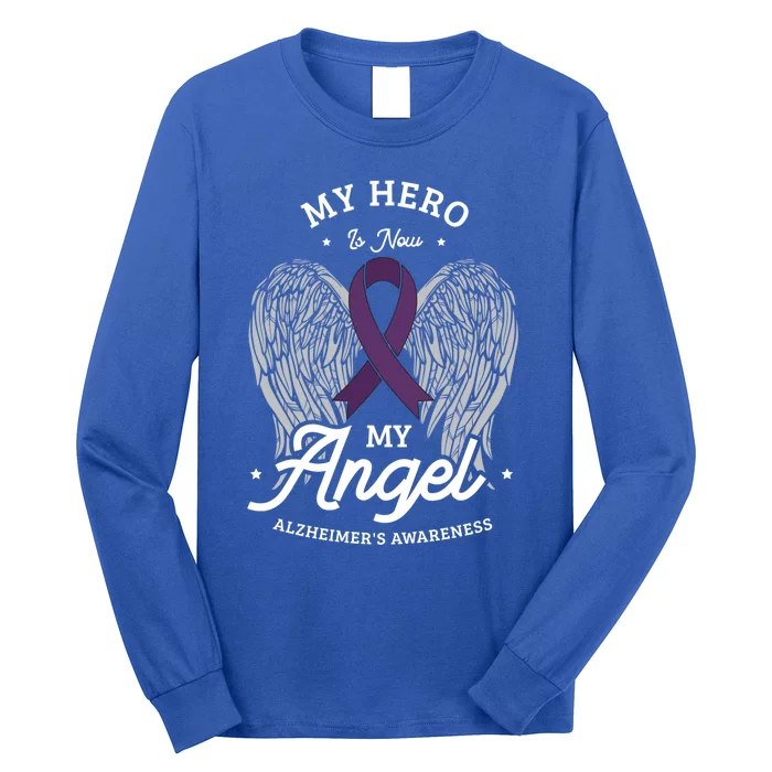 My Hero Is Now My Angel Alzheimer's Awareness Alzheimer Great Gift Long Sleeve Shirt