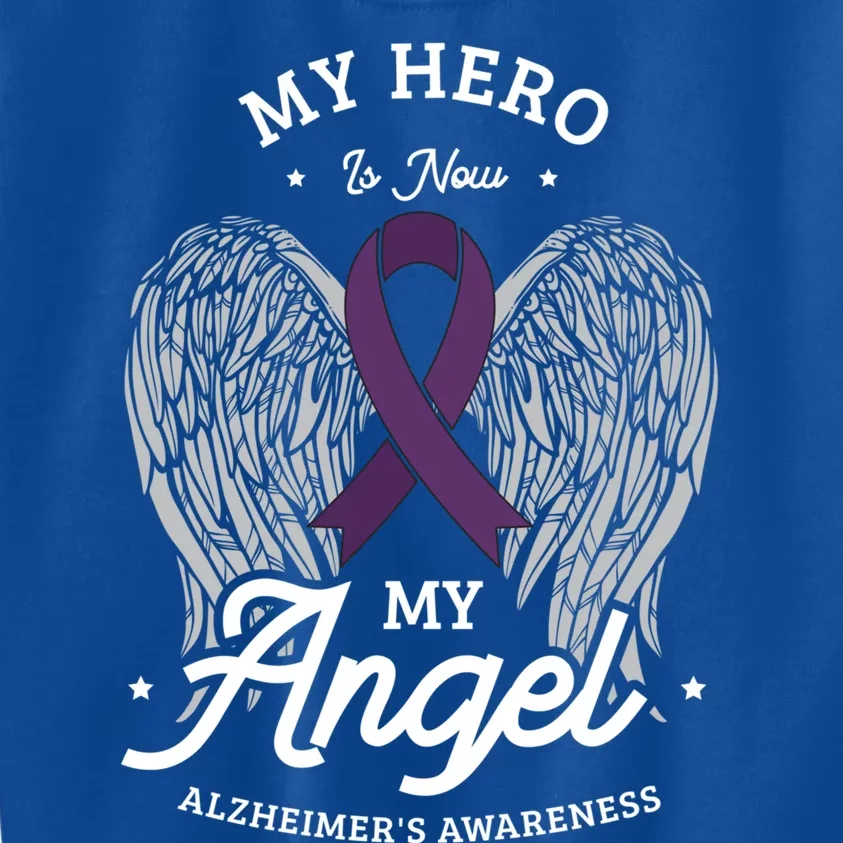 My Hero Is Now My Angel Alzheimer's Awareness Alzheimer Great Gift Kids Sweatshirt