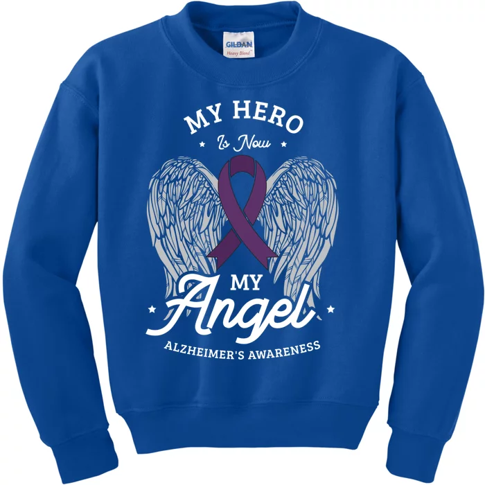 My Hero Is Now My Angel Alzheimer's Awareness Alzheimer Great Gift Kids Sweatshirt