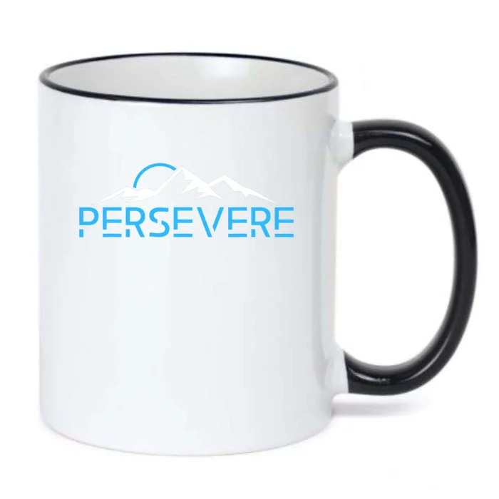 Mountains Hiking Inspiration Persevere Black Color Changing Mug