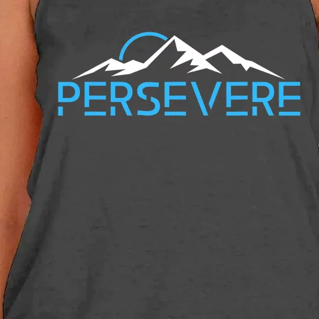 Mountains Hiking Inspiration Persevere Women's Knotted Racerback Tank