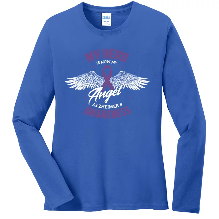 My Hero Is Now My Angel Alzheimer's Awareness Alzheimer Cute Gift Ladies Long Sleeve Shirt