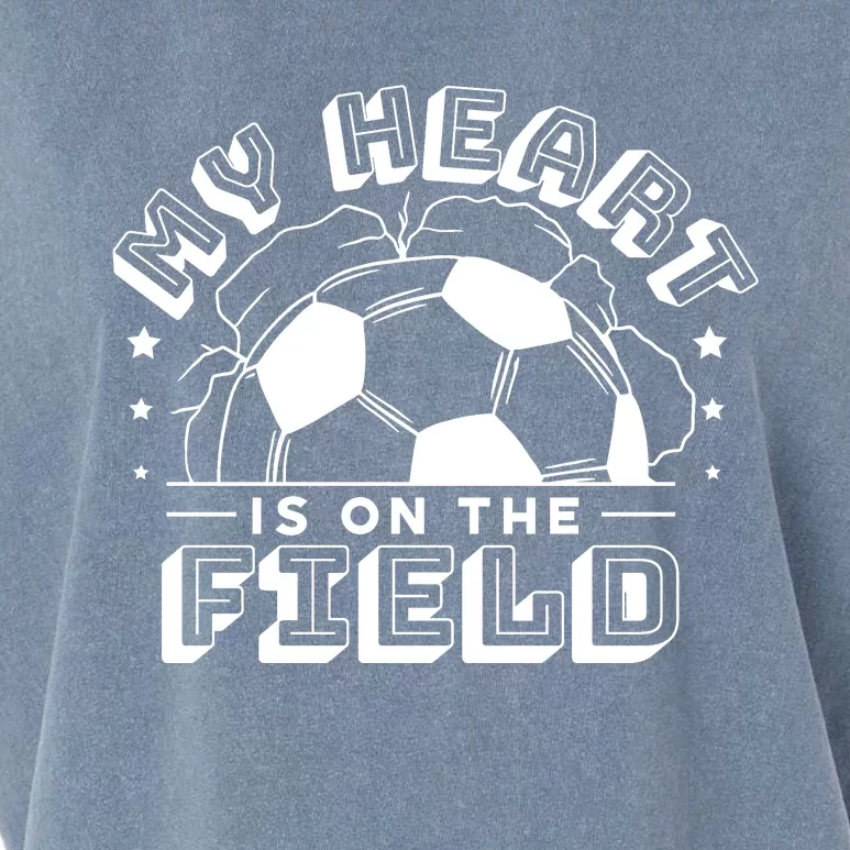 My Heart Is On The Field Soccer Garment-Dyed Women's Muscle Tee